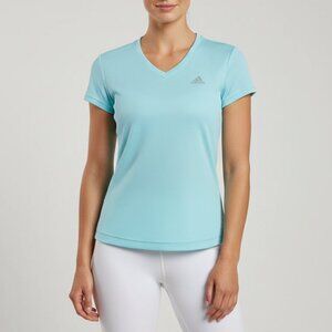 Sky Blue Adidas Waffle Vneck Top b10